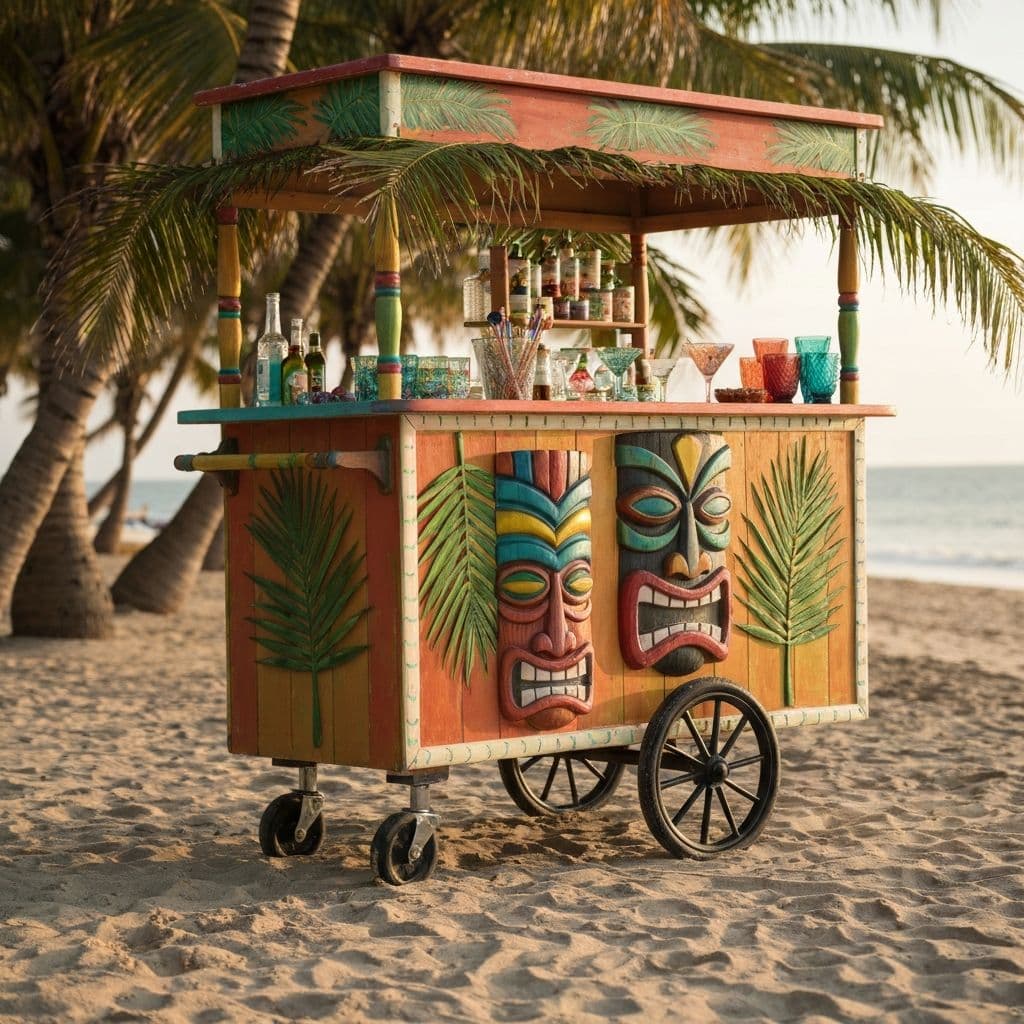 Tropical Paradise mobile bar cart - Vibrant colors and tropical vibes